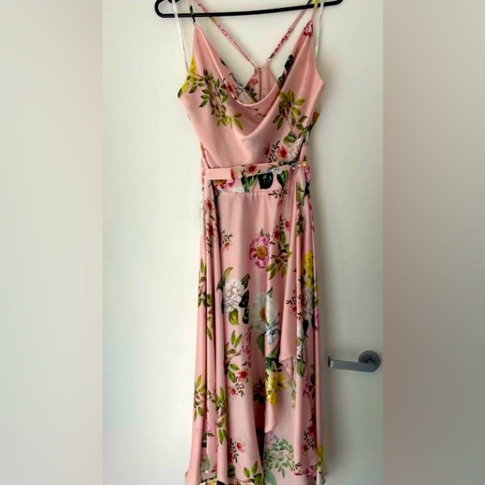 SHEIKE Australian design Pink elegant floral silky feel midi dress